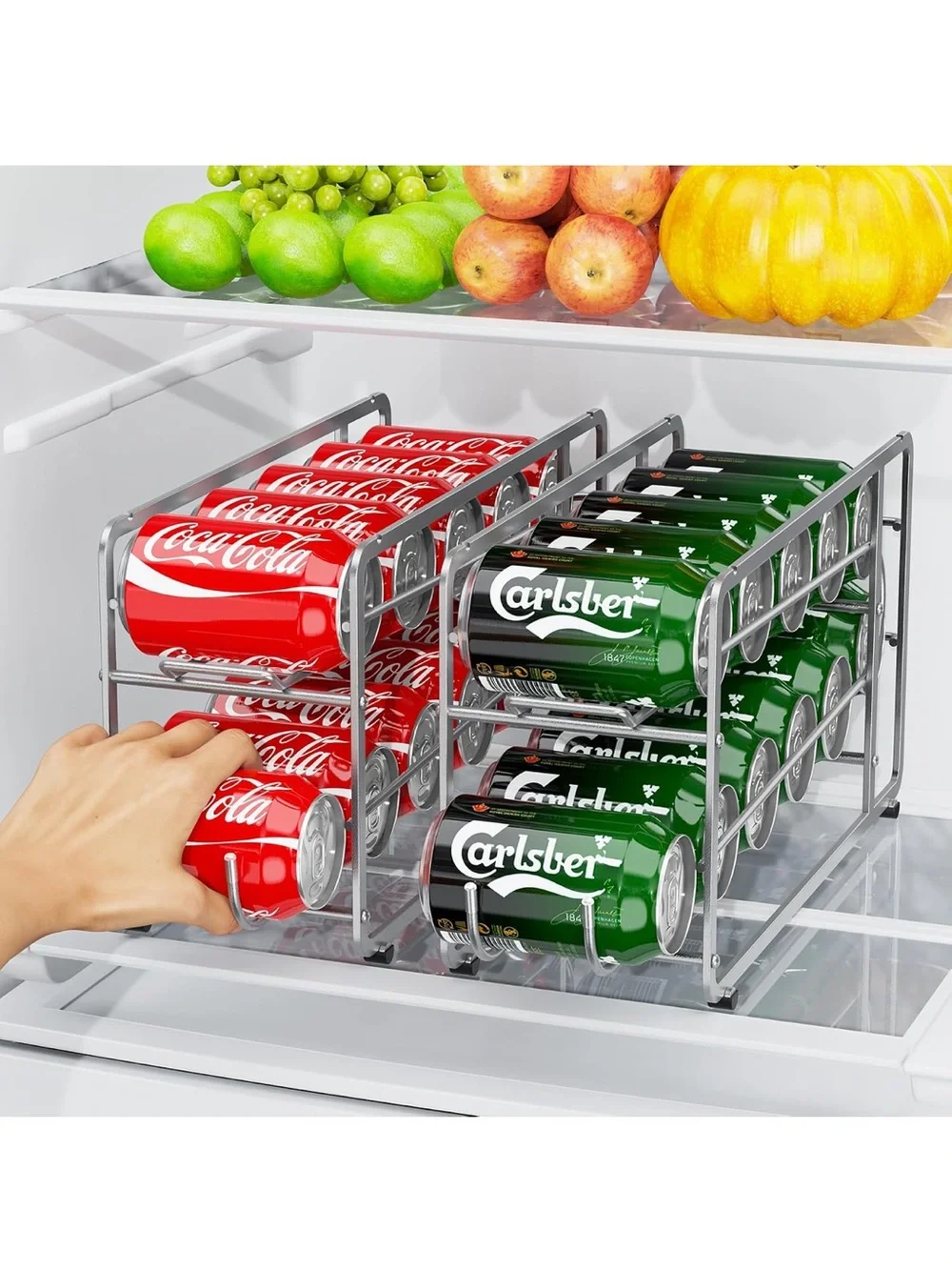 Chrome Can Dispenser Rack. Holds 12 cans